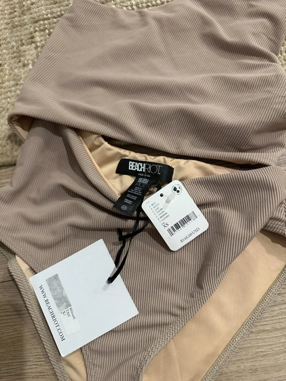 BEACH RIOT Anthropologie Celine One Piece in Taupe Size X-Small NWT